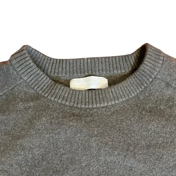 EVERLANE Taupe Cashmere Blend Cropped Crew Neck Pullover Sweater Women's Medium